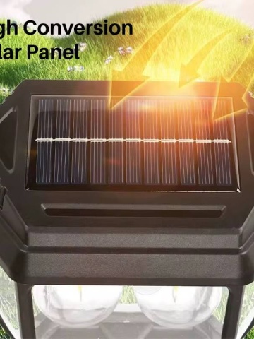 Lampa solara tip felinar 38W Smartix cu 3 Becuri, Acumulator 1200mAh, Senzor 5-8M, Pentru exterior, Suport inclus, Panou solar inclinat, 600 Lumeni, Negru - Img 4
