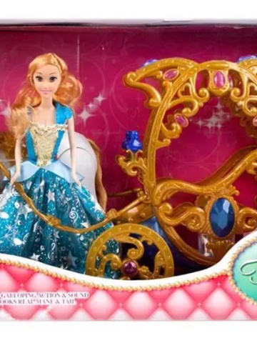 Ludini 247A - Papusa Barbie + Caleasca + Cal Zimbo FANTASY CARRIAGE, Set Premium, Sunete, Necesita baterii, Voluminos 33x17x60CM, 3+ Multicolor - Img 1