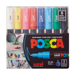 M1478 - Set marker UNI Posca 8 culori, pc-1m, varf rotund, 0.7mm, - Img 1
