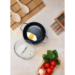 Oala cu capac 20 cm, 2.1L, Zilan ZLN9600, 6 straturi Diamond, ceramica + inox, baza inductie, manere nituite, capac sticla securizata - Img 3