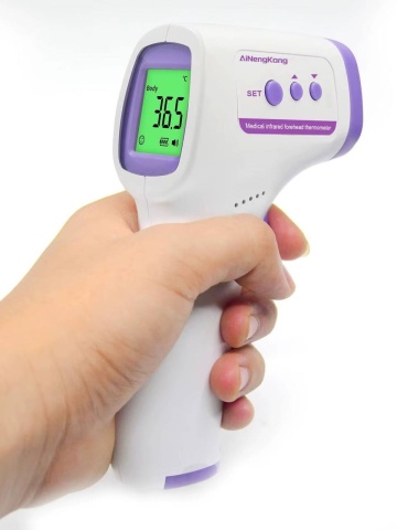 Termometru non contact cu infrarosu Smartix digital, de mare precizie, Display LED HD, masurare fara atingere, Pentru copii și adulti, Alb-Violet - Img 3