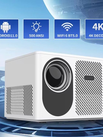 Video proiector Wireless Smartix PROFESIONAL T8 Full HD 1080p, Wi-Fi + BT 5.0 Dual Band, 25DB, Ecran mare de 130 inch, Durata de viata foarte lunga, Alb - Img 3