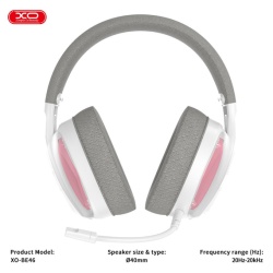 XO BE46 – Casti wireless Over Ear Gaming BT 5.3, 2 in 1 USB-C + USB-A, negru/roz - Img 3