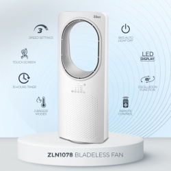 Zilan ZLN1078 – Ventilator fara palete 50W, timer 15h, 3 moduri presetate, alb - Img 2