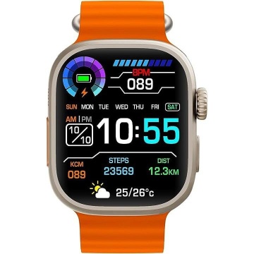 Ceas smartwatch cu cartela SIM specifica, Monitorizare Ritm cardiac, somn si tensiune arteriala, waterproof, Portocaliu - Img 2