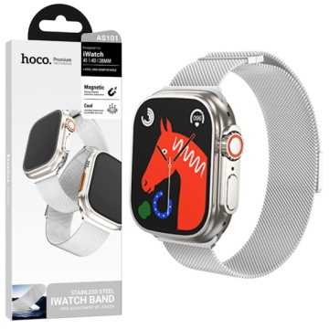 Hoco AS101 - Curea iWatch, Compatibil cu 42/44/45/49mm, Milanese, Metall, Argintiu - Img 1