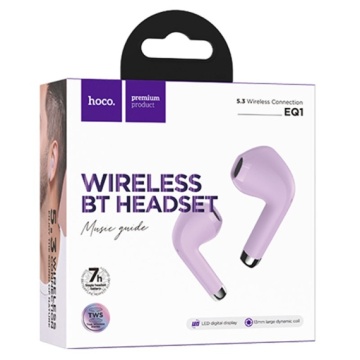 Hoco EQ1 - Casti Wireless, Ear Buds, Bluetooth 5.3, 180h StandBy, 400mAh, Display LED, MusicGuide, Violet - Img 4