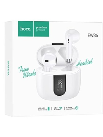 Hoco EW36 - Casti Wireless, Ear Buds, Bluetooth 5.3, 150h StandBy, 400mAh, Melody, Alb - Img 1