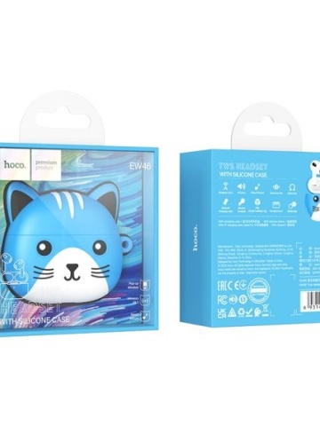 Hoco EW46 - Casti Wireless, Ear Buds, Bluetooth 5.3, Cat Case, 150h StandBy, 300mAh, Albastru - Img 5