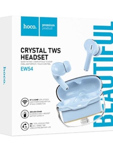 Hoco EW54 - Casti Wireless, Ear Buds, Bluetooth 5.3, Baterie 300mAh, Rayo, Albastru - Img 1