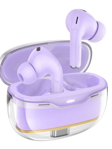 Hoco EW54 - Casti Wireless, Ear Buds, Bluetooth 5.3, Baterie 300mAh, Rayo, Violet - Img 3