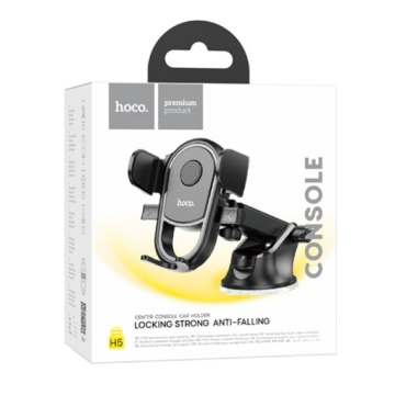 Hoco H5 - Suport Auto, cu cleme laterale, montaj Bord, MultiAngle, AutoLock, Negru - Img 1