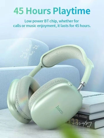 Hoco W35 AIR - Casti Wireless, Over Ear, Bluetooth 5.3, Baterie 200h StandBy, Air Triumph, Verde - Img 3