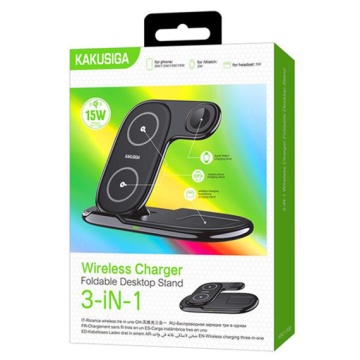 Kaku KSC-1358 - Incarcator Wireless, 15W, Qi Charging, Fast Charging, tip Stand, Negru - Img 2