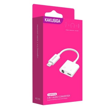 Kaku KSC-353 - Cablu Audio / Incarcare, Lightning la Jack 3.5mm (F) - 12cm, Alb - Img 1