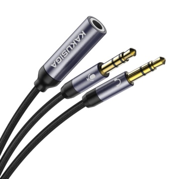 Kaku KSC-569 - Cablu, Audio Y Splitter, 2x Jack 3.5mm (M) - la Jack 3.5mm (F) - 27cm, Negru - Img 2