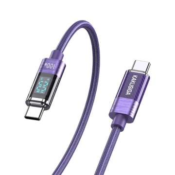 Kaku KSC-971 - Cablu Date si Incarcare, Type-C, PD100W, QC3.0, Braided, LED Power, 1m, Violet - Img 3