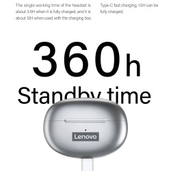Lenovo LP5 – Casti wireless Earbuds TWS Bluetooth 5.2 cu reducere zgomot, alb - Img 5