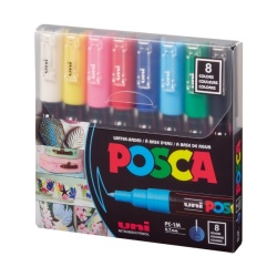 M1478 - Set marker UNI Posca 8 culori, pc-1m, varf rotund, 0.7mm, - Img 2