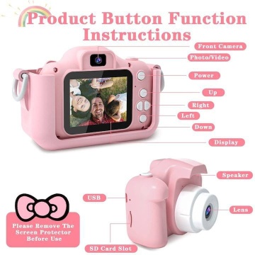 OEM KidsCam 2.0 - Camera Foto/Video pentru copii 2 inch, HD dual lens, silicon roz, - Img 3