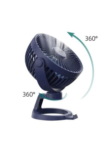 XO MF78 - Mini Ventilator de Birou Reincarcabil 5 Trepte, 2400mAh, Temporizator, Albastru - Img 4