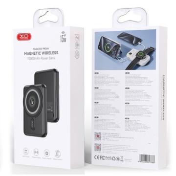 XO PR264 - Baterie externa 10000mAh, Wireless 15W, MagSafe + USB-C PD20W, FastCharge, Power LED, , Negru - Img 1