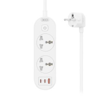 XO WL13 - Prelungitor Priza, PD30W, 2xUSB-C, 1xUSB-A, 2xSchuko 1.5m, Alb - Img 2