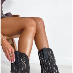 Cizme piele naturala, toc 6 cm, varf ascutit, negru – ambalate cutie 8 buc (36-1, 38-2, 39-2, 40-1) - Img 1