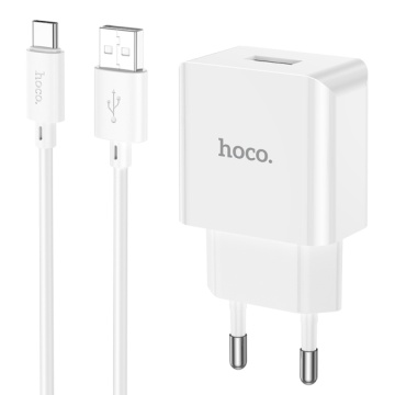 Hoco C106A - Incarcator Retea + Cablu USB-C, 10.5W, 2.1A, 1xUSB-A-A, QC 3.0, Alb - Img 2