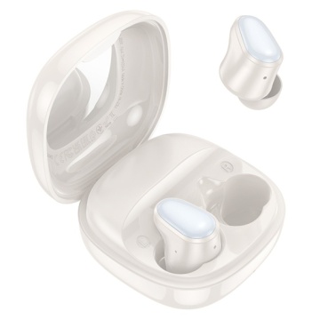 Hoco EQ13 - Casti Wireless, Ear Buds, Bluetooth 5.3, 180h StandBy, 400mAh, Mirror Case, Funtrue Alb crem - Img 3