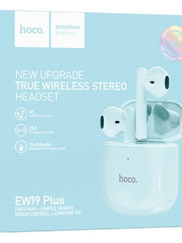 Hoco EW19 Plus - Casti Wireless, Ear Buds, Bluetooth 5.3, 180h StandBy, 300mAh, Delighted, Albastru - Img 1