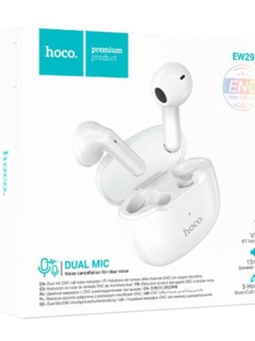 Hoco EW29 - Casti Wireless, Ear Buds, BT 5.3, 180h StandBy, 400mAh, Depth, Alb - Img 1