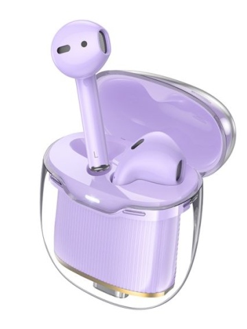 Hoco EW52 - Casti Wireless, Ear Buds, Bluetooth 5.3, Baterie 300mAh, 180h, Crystal, Violet - Img 2