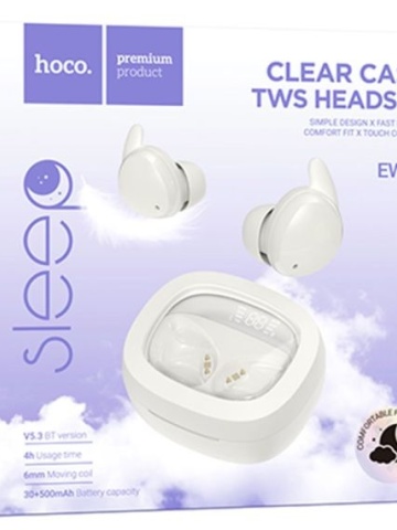 Hoco EW65- Casti Wireless, Ear Buds, Bluetooth 5.3, 180h StandBy, Noise Cancelling, 500mAh, Alb - Img 1