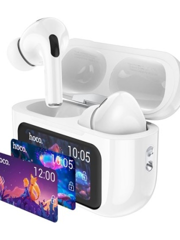 Hoco EW72 - Casti Wireless, Ear Buds, cu ecran LED, Bluetooth 5.4, ANC, Baterie 360mAh, Alb - Img 2