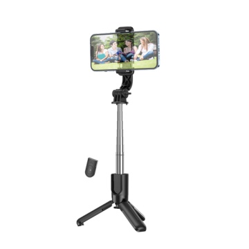 Hoco K17 - Suport stand Selfie, pentru telefon, 2 in 1, Mini Telescopic, Inox, cu telecomanda BT, Negru - Img 4