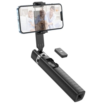 Hoco K18 - Suport Stand, tip Selfie, pentru telefon, 2 in 1, Telescopic, Inox, cu telecomanda BT, Negru - Img 2