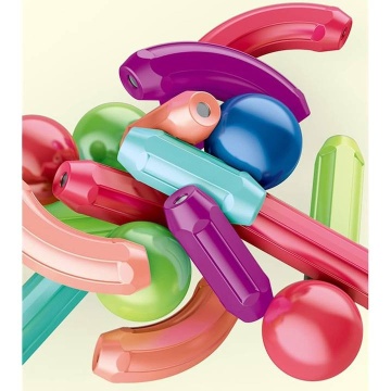 Joc educativ de constructie Magnetic Sticks cu bile si bete magnetice, 64 Piese, Pentru adulti si copii 3+ - Img 2