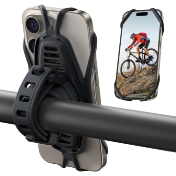 Joyroom JR-ZS382 - Suport Moto/Bike, montaj Ghidon, SiliconBand, Shockproof, 4 Corners, Negru - Img 6