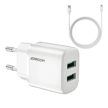 Joyroom L-2A123 - Incarcator Retea + Cablu MicroUSB, 12W, 2.4A, 2xUSB-A, QC 3.0, Alb - Img 2