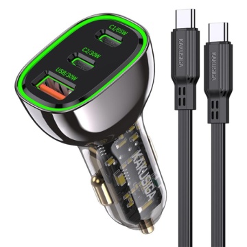 Kaku KSC-1057 - Incarcator Auto + Cablu USB-C, 125W, 2xUSB-C, 1xUSB-A-A, PD, QC 3.0, Negru - Img 2