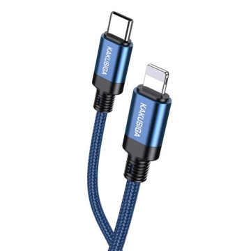 Kaku KSC-970 - Cablu Date si Incarcare, Type-C la Lightning, PD27W, QC3.0, Braided, 1m, Albastru - Img 2