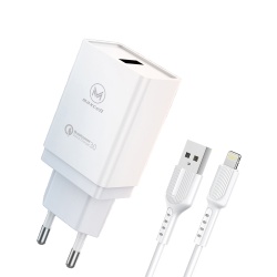 Maxcell CDQ090 – Incarcator retea 18W QC3.0 cu 1xUSB + Cablu 1m Type-C, alb - Img 2