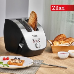 Prajitor de paine Zilan ZLN2690 – 1000W, 6 nivele de rumenire, 2 fante, functie dezghetare, reincalzire, oprire automata, negru/inox - Img 2