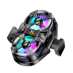 XO SL04 - Cooler telefon Dual cu cleme, Ambient Light, Afisaj Temperatura, Type-C, Negru, - Img 2