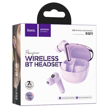 Hoco EQ11 - Casti Wireless, Ear Buds, Bluetooth 5.3, 180h StandBy, 400mAh, Pacifico, Violet - Img 2