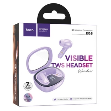 Hoco EQ6 - Casti Wireless, Ear Buds, Bluetooth 5.3, 180h StandBy, 320mAh, Shadow, Violet - Img 2