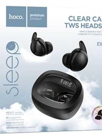 Hoco EW65- Casti Wireless, Ear Buds, Bluetooth 5.3, 180h StandBy, Noise Cancelling, 500mAh, Negru - Img 1