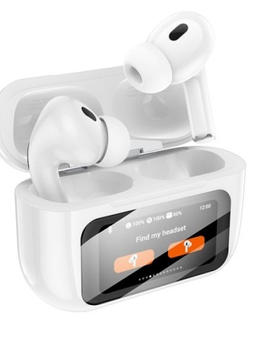 Hoco EW72 - Casti Wireless, Ear Buds, cu ecran LED, Bluetooth 5.4, ANC, Baterie 360mAh, Alb - Img 3