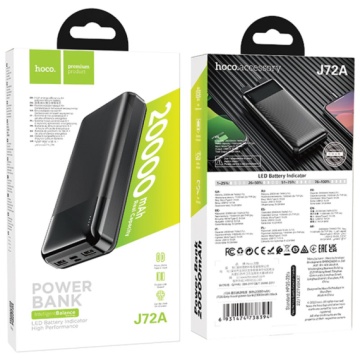 Hoco J72A - Baterie externa 20000mAh, 2xUSB-A, , Negru - Img 1